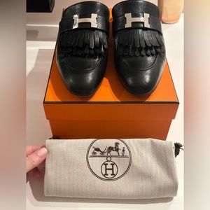 Hermes Black Mules 39